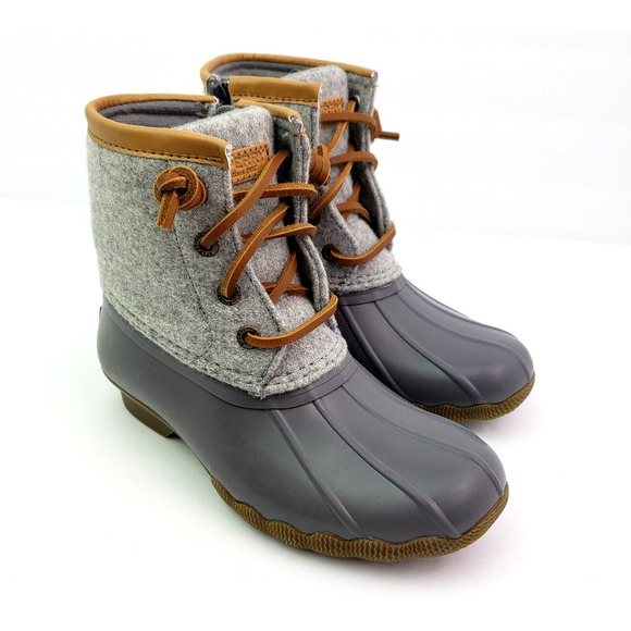 Sperry Top Sider Saltwater Youth Size 1Y Gray Wool Waterproof Duck Boots - Picture 1 of 11